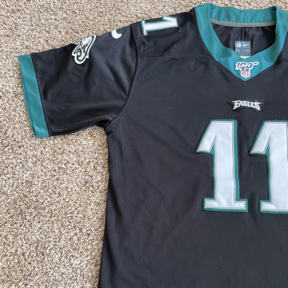 Nike Philadelphia Eagles Carson Wentz 11 NFL 100 Black Jersey Mens XL Stitched - Picture 6 of 16
